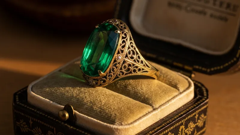 Bague en émeraude sertie en platine